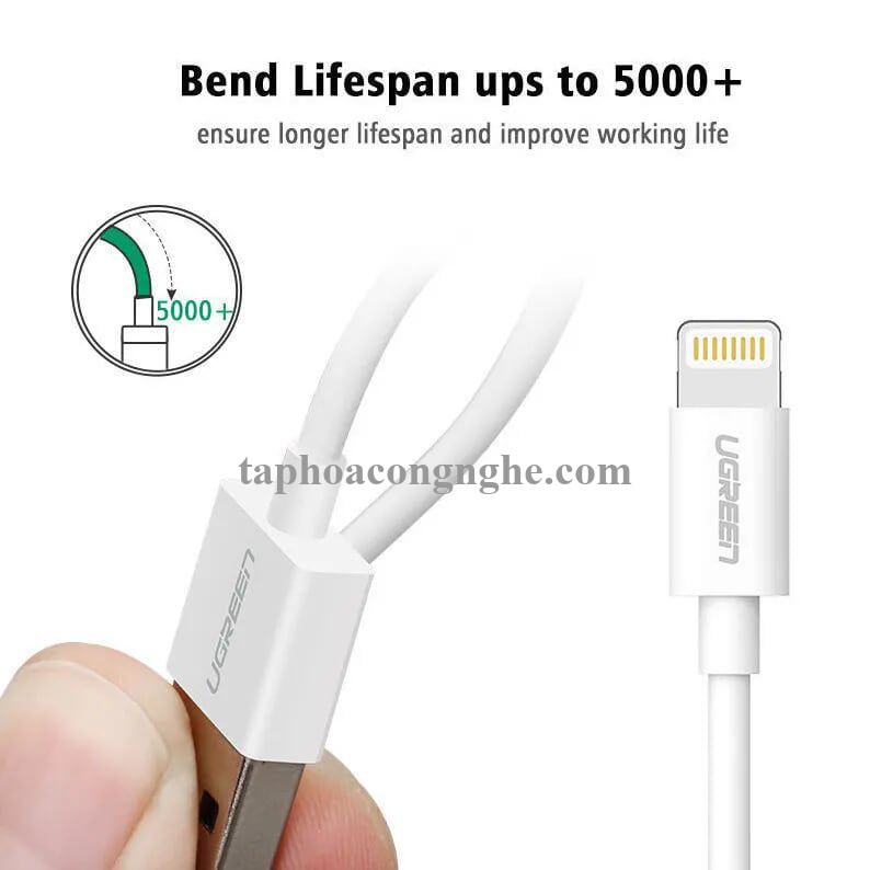Ugreen 40693 0.5M màu Trắng Cáp Lightning sạc + truyền dữ liệu cho iPhone US199 30040693